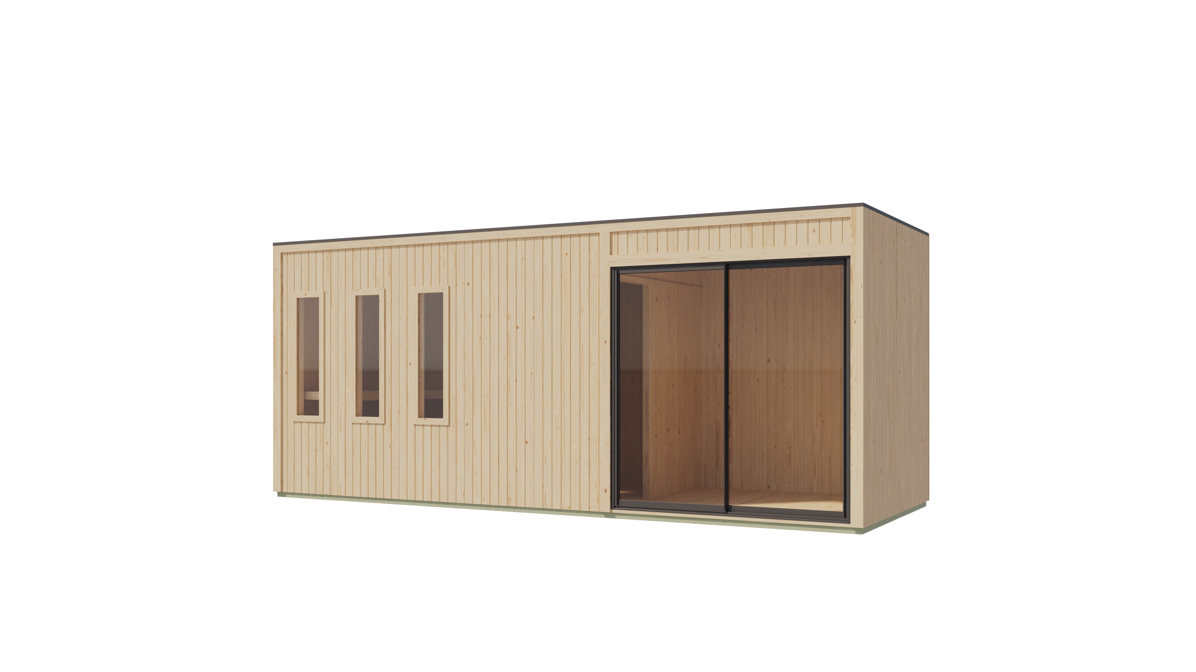 Karibu Saunahaus Ambra in natur oder schwarz inkl. Saunaofen 9kW integr. Strg. - Bild 1