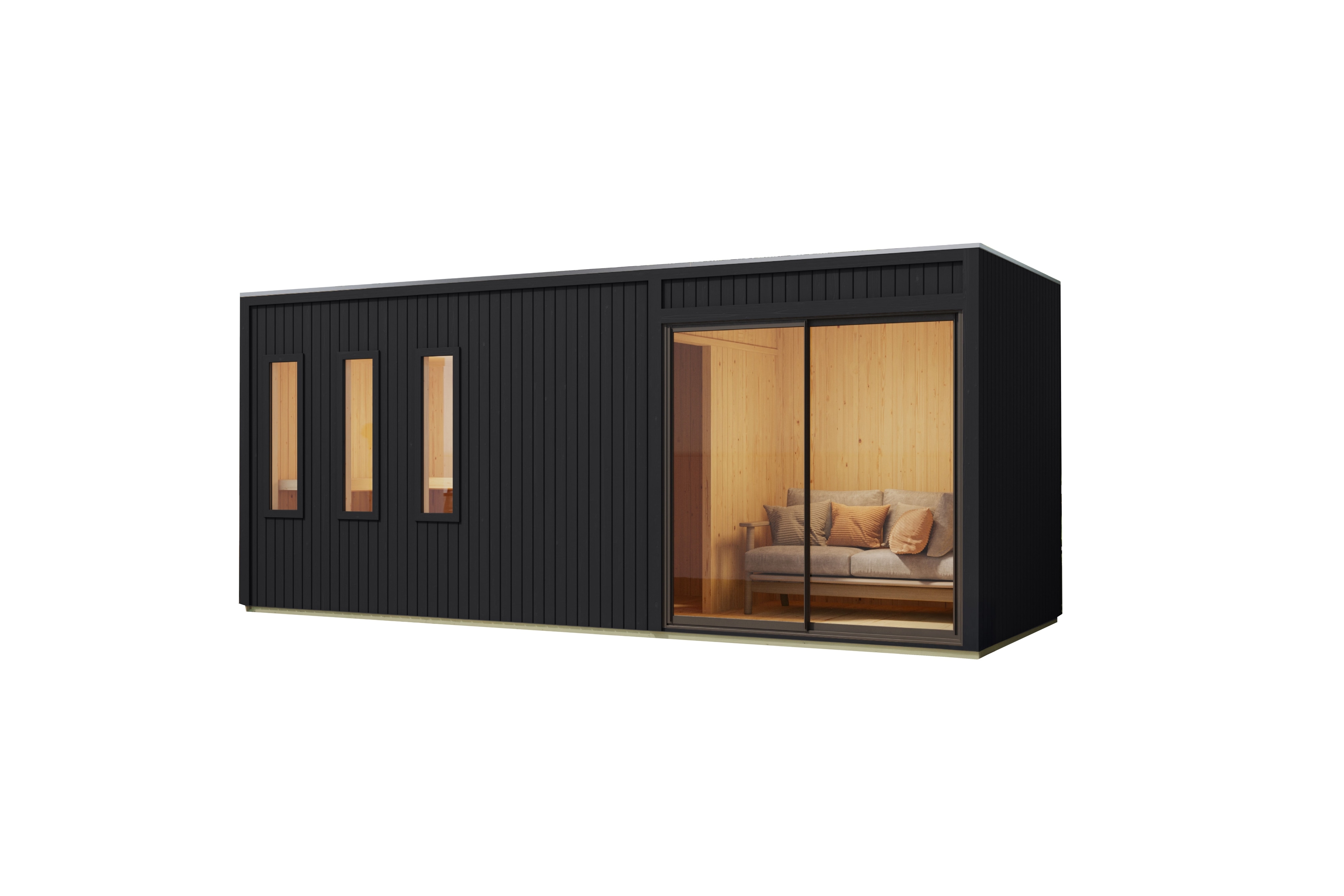 Karibu Saunahaus Ambra in natur oder schwarz inkl. Saunaofen 9kW integr. Strg. - Bild 1