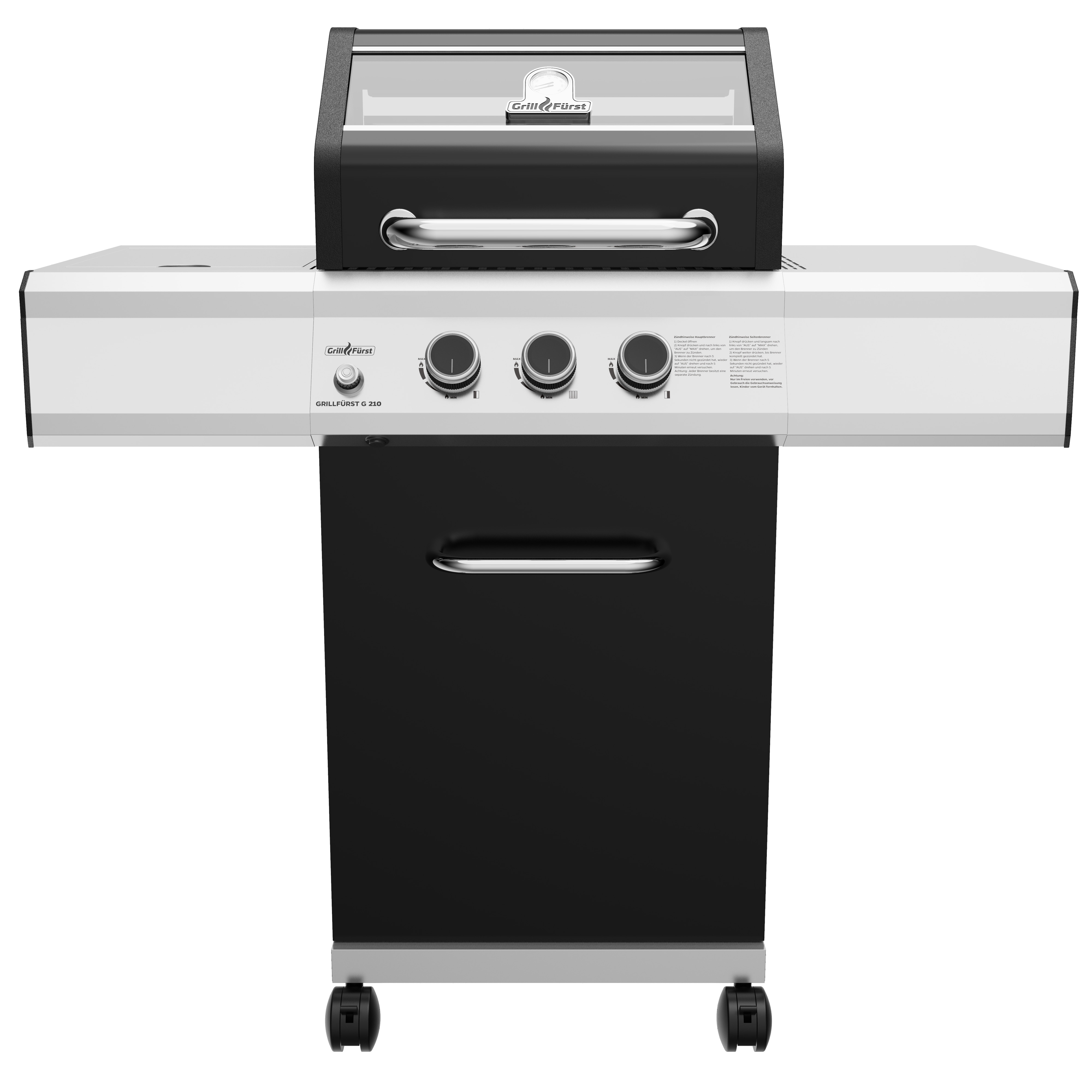 Grillf&uuml;rst G210G 2-Brenner Gasgrill mit Hochtemperaturbrenner und Gusseisen Rosten - Bild 1