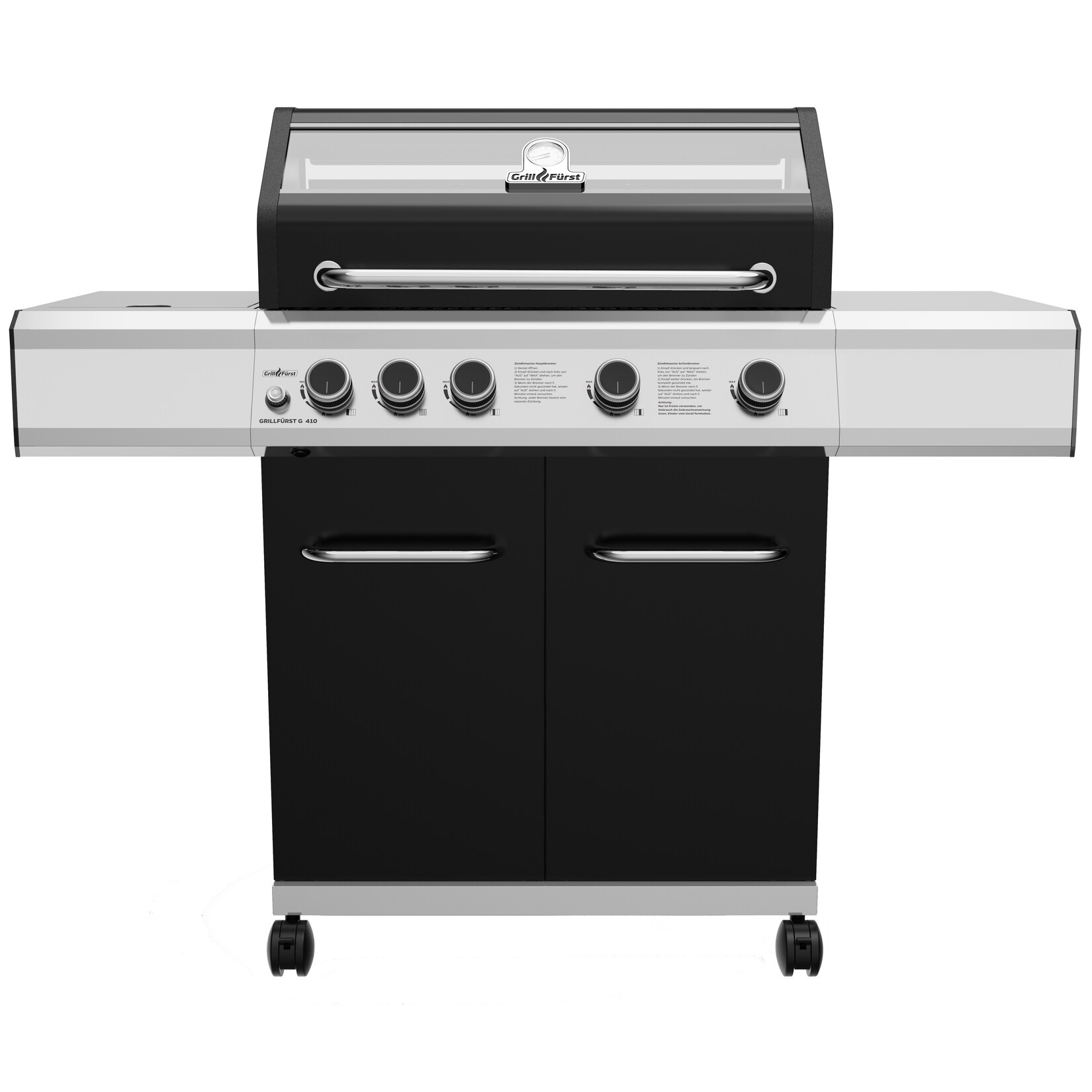 Grillfürst G410G 4-Brenner Gasgrill mit Hochtemperaturbrenner und Gusseisen Rosten | 00767523543864