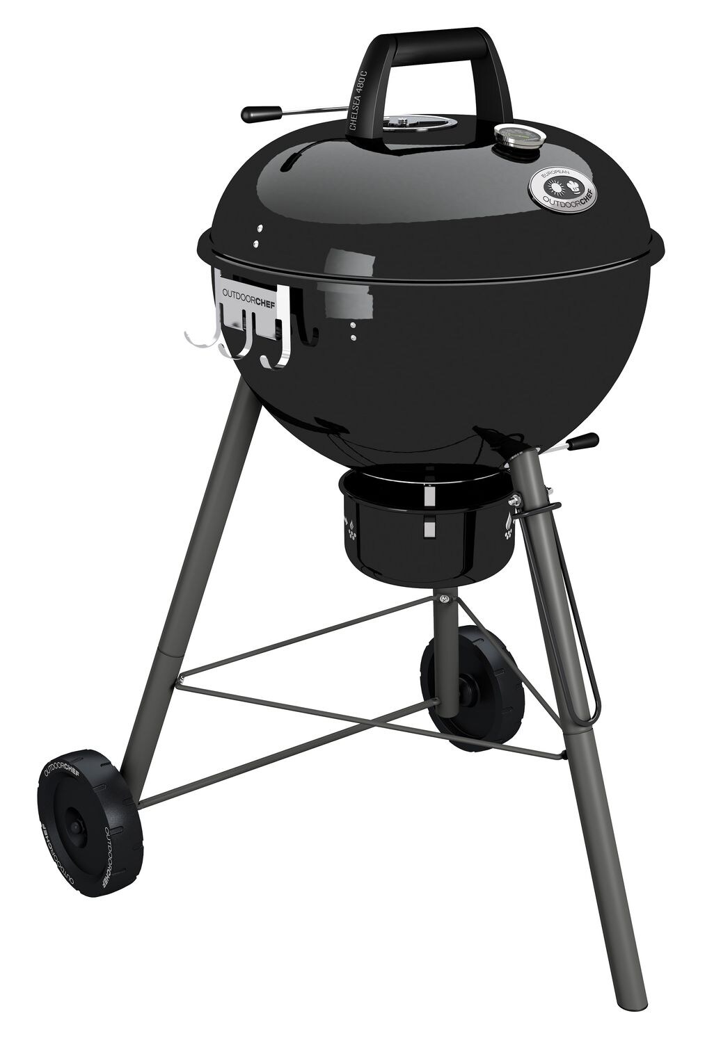 Outdoorchef Holzkohle Kugelgrill Chelsea 480 C schwarz - Holzkohlegrill mit innovativem Trichtersystem - Bild 1