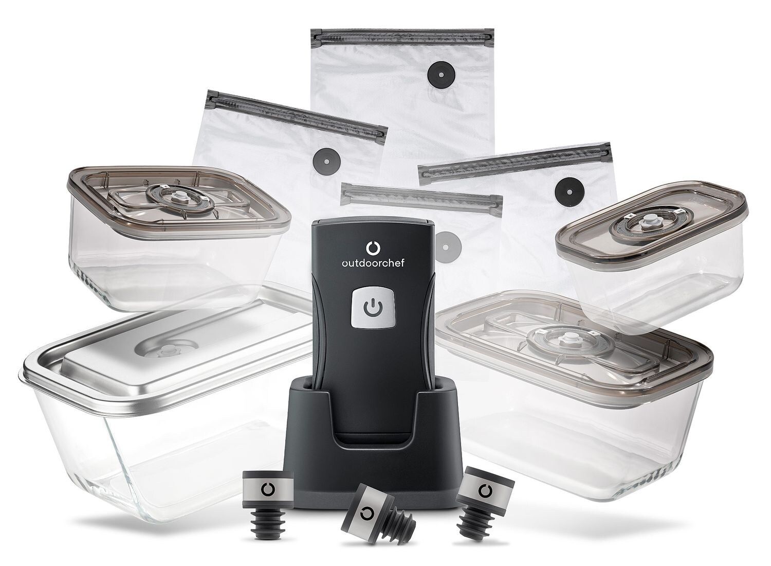 Outdoorchef Easy BBQ Vac Vakuumierer inkl. Starter Set – Kabelloser Einhand-Vakuumierer | 07611984054571