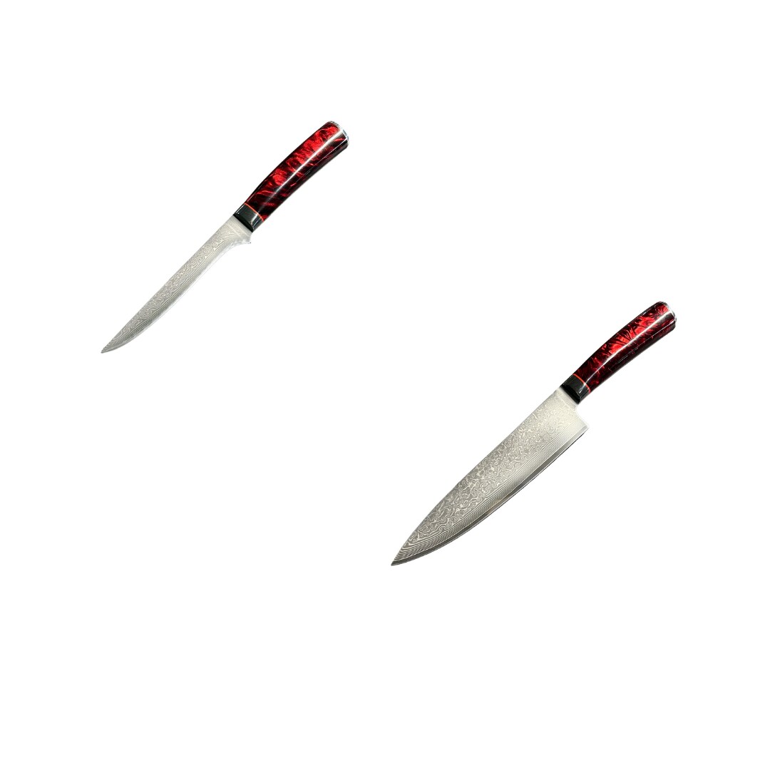 Grillfürst Damast Messer-Set Kochmesser & Ausbeinmesser
