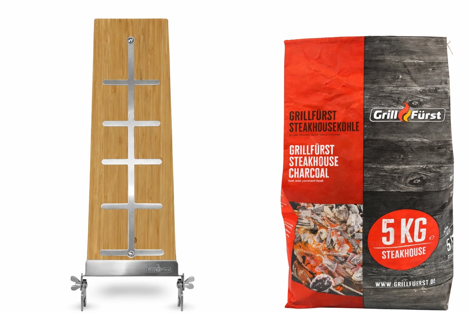 Grillf&uuml;rst Flammlachs Starter-Set Flammlachsbrett und Steakhouse Grillkohle 5kg - Bild 1