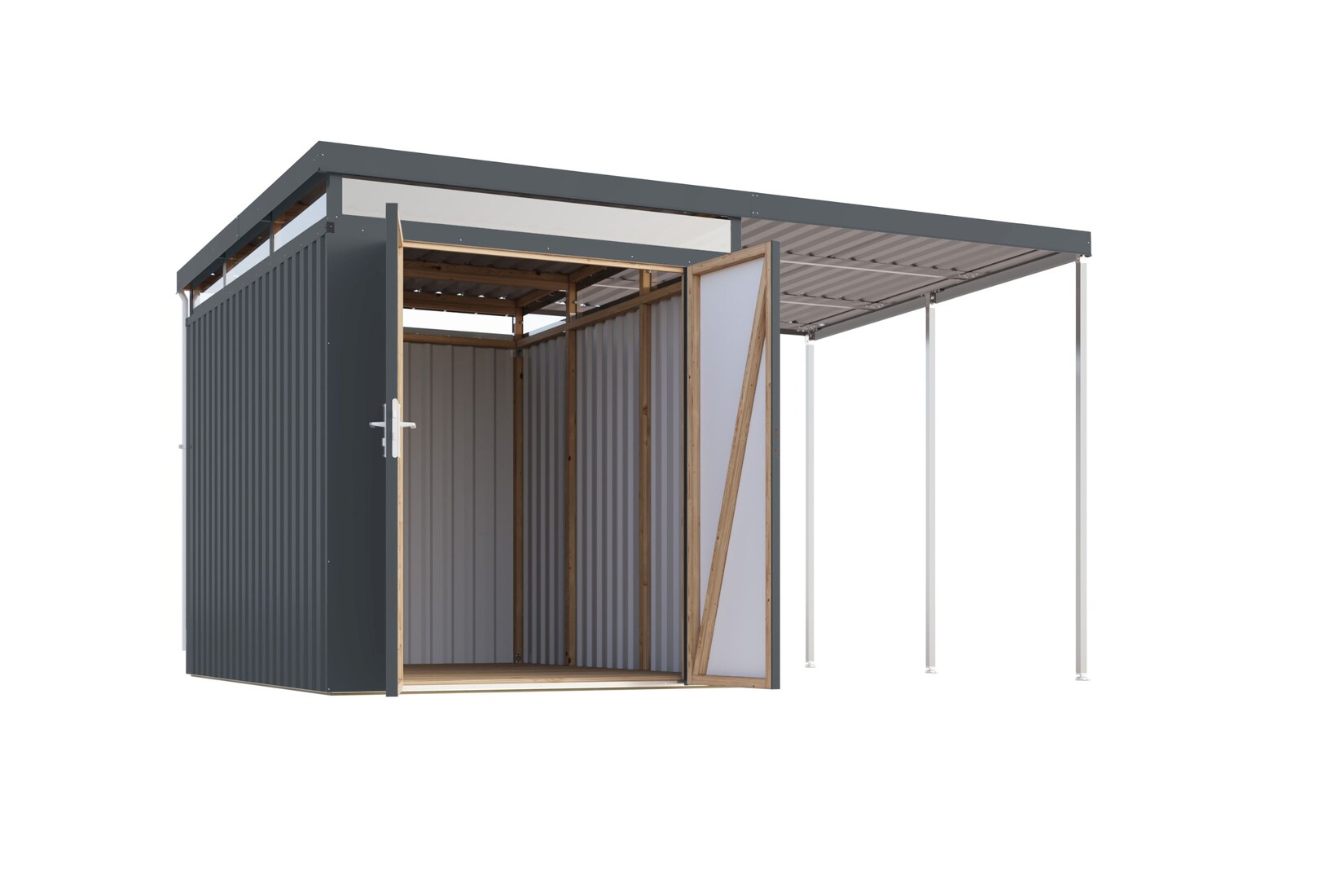 Metallgerätehaus Boldmere XXL im Set mit Anbaudach 2 m