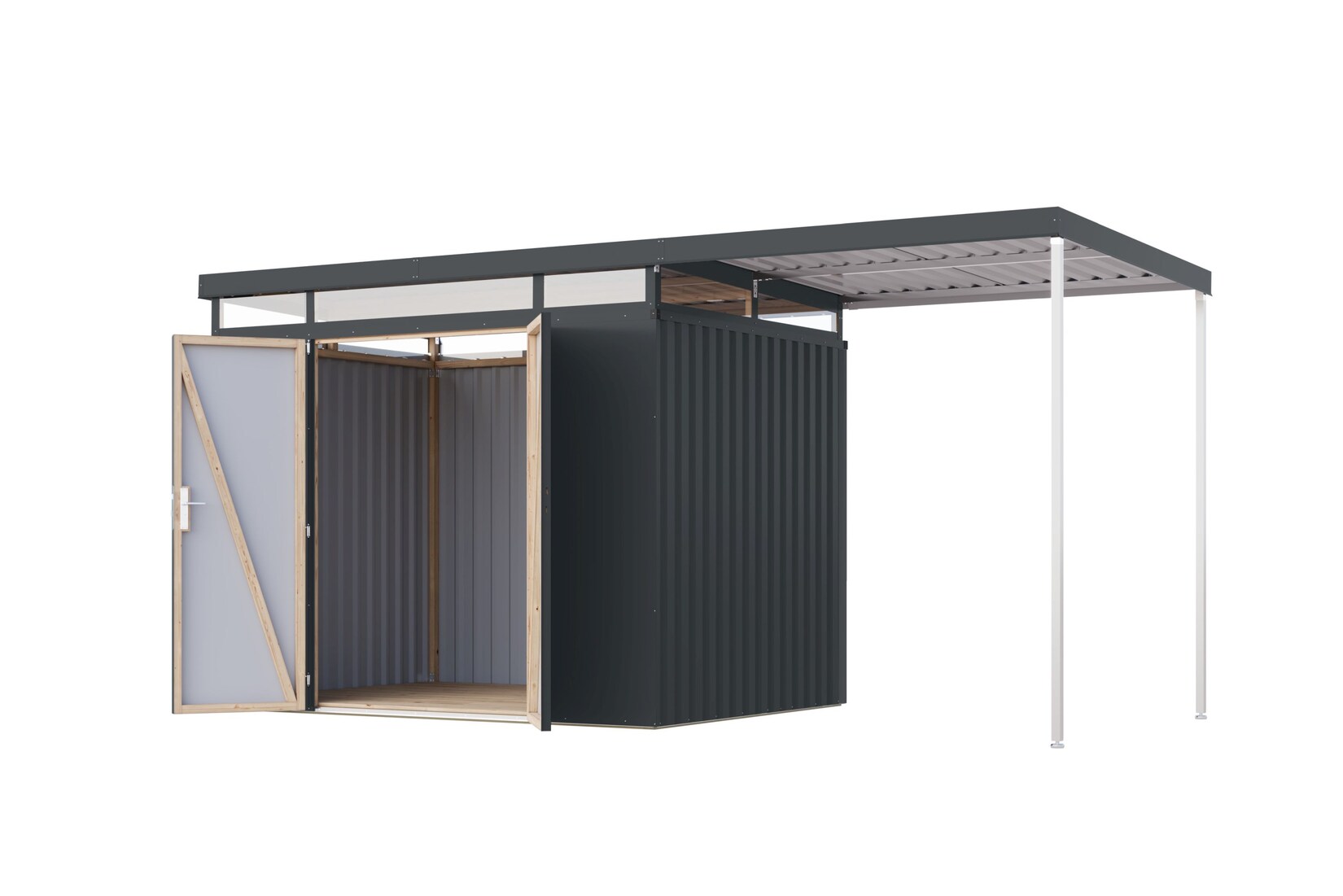 Metallgerätehaus Boldmere XXL im Set mit Anbaudach 2 m