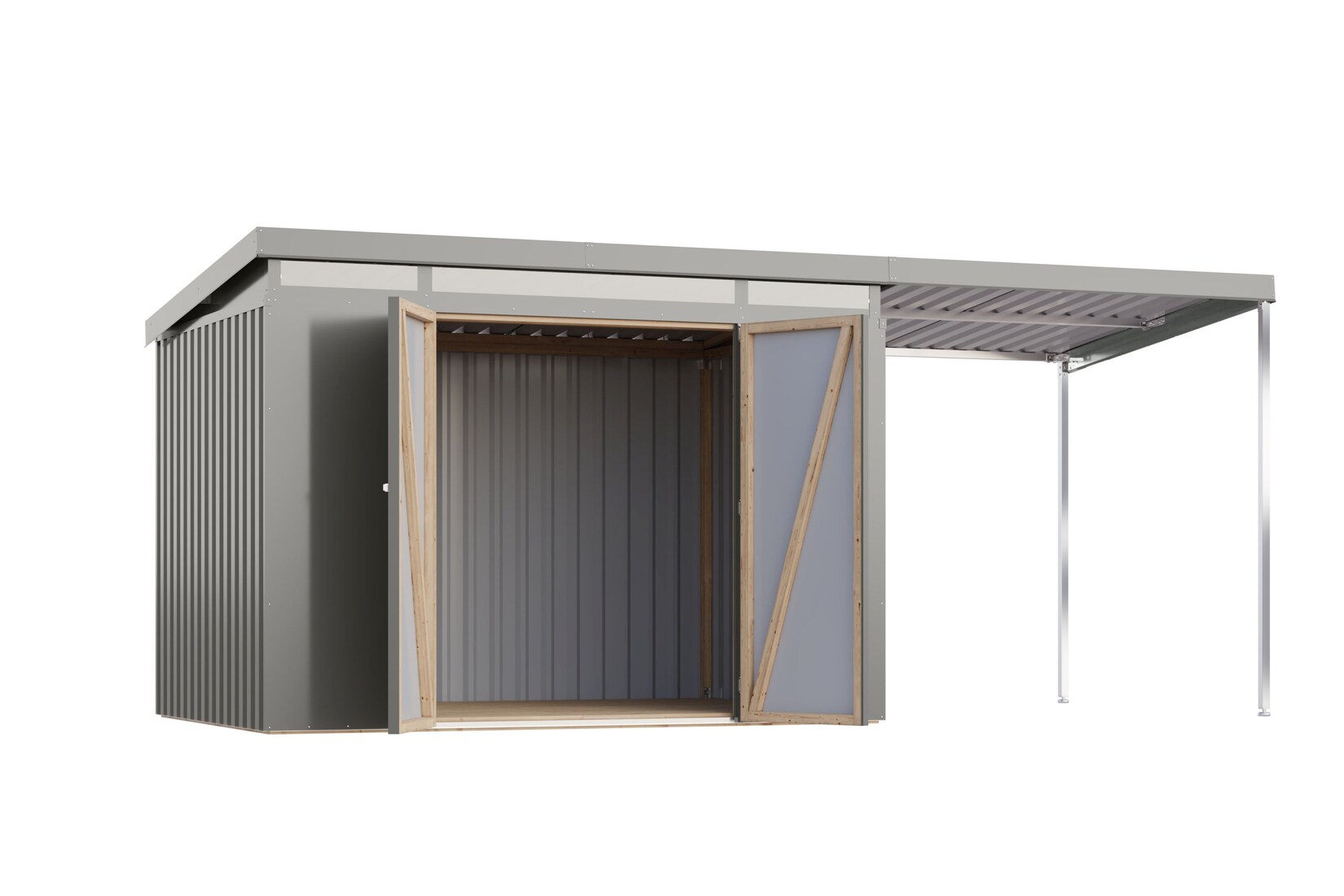 Metallgerätehaus Saltley XXL im Set mit Anbaudach 2 m