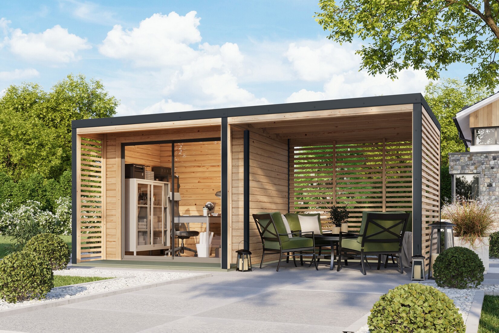 Karibu Gartenhaus Sacramento 38mm Hybrid in versch. Ausführungen