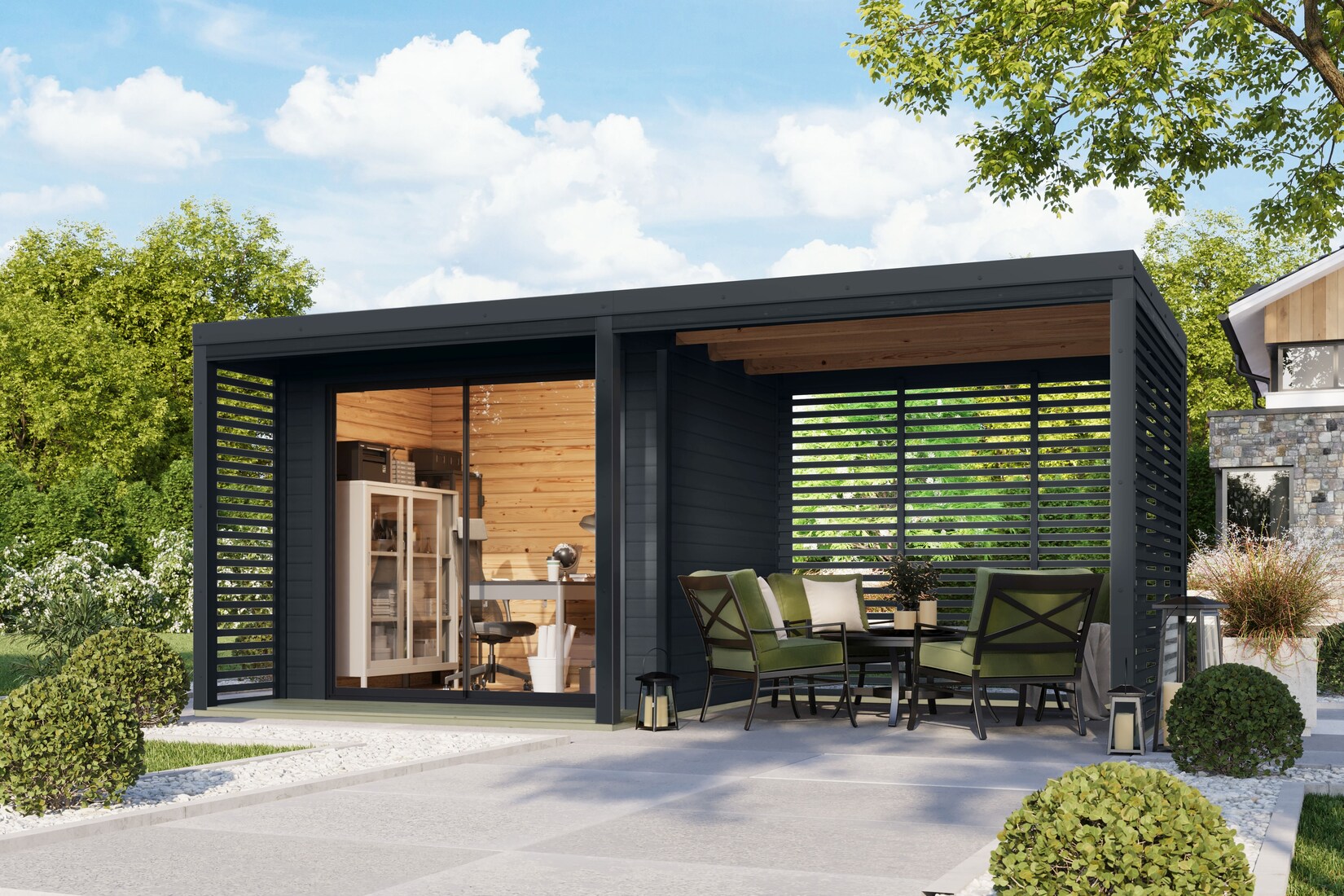 Karibu Gartenhaus Sacramento 38mm Hybrid in versch. Ausführungen