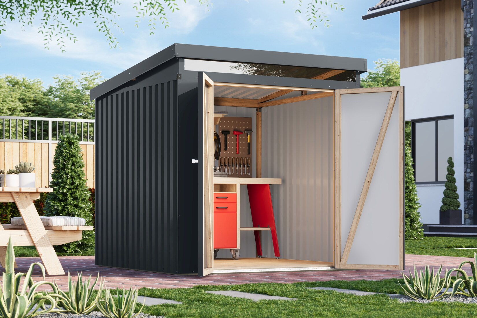 Karibu Gartenhaus Leopard anthrazit