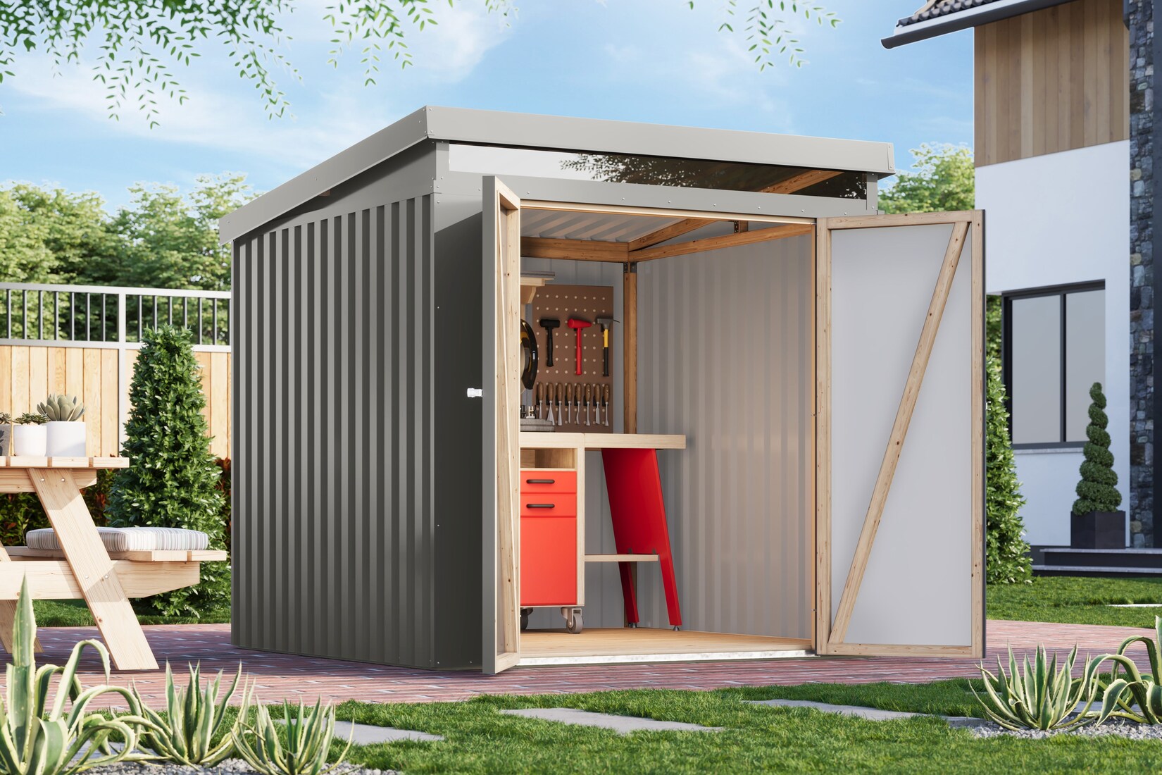 Karibu Gartenhaus Leopard graualuminium