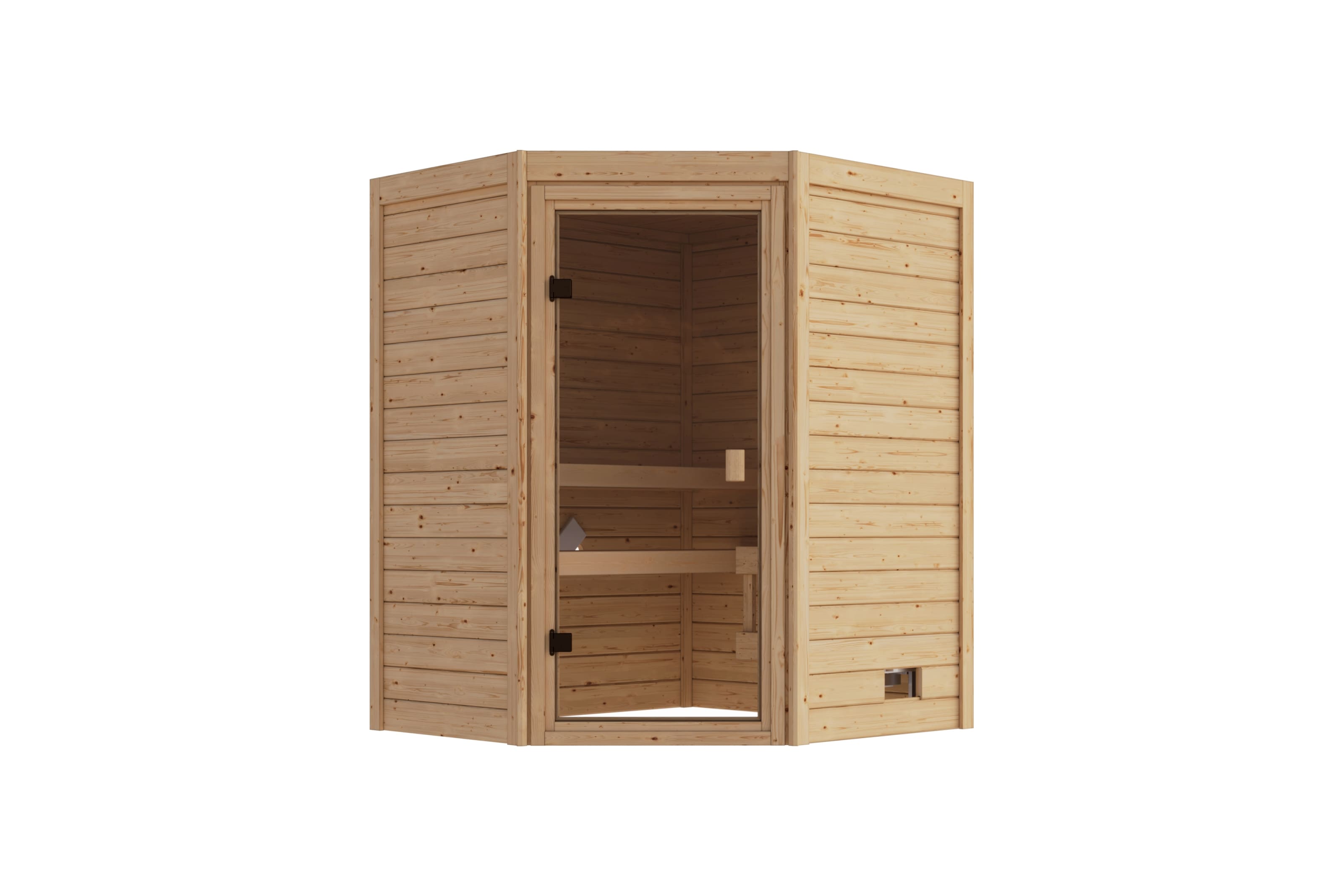 Karibu Joyci Eckeinstieg natur Innensauna optional mit Ofen - Bild 1