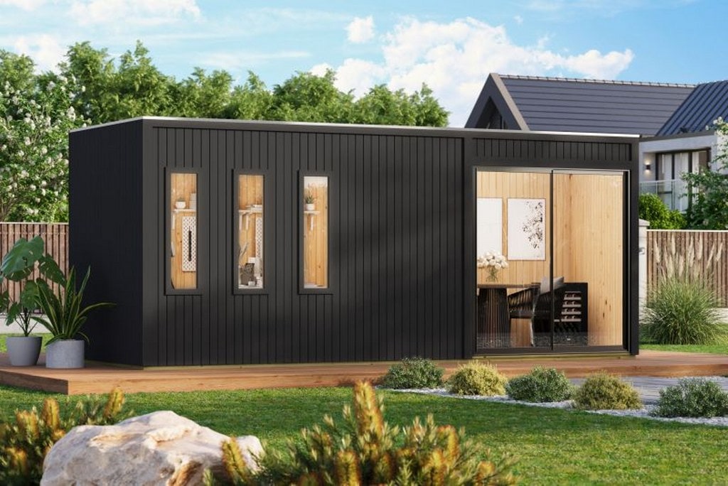 Karibu Homeoffice Haus Wiesel 3 schwarz - Bild 1