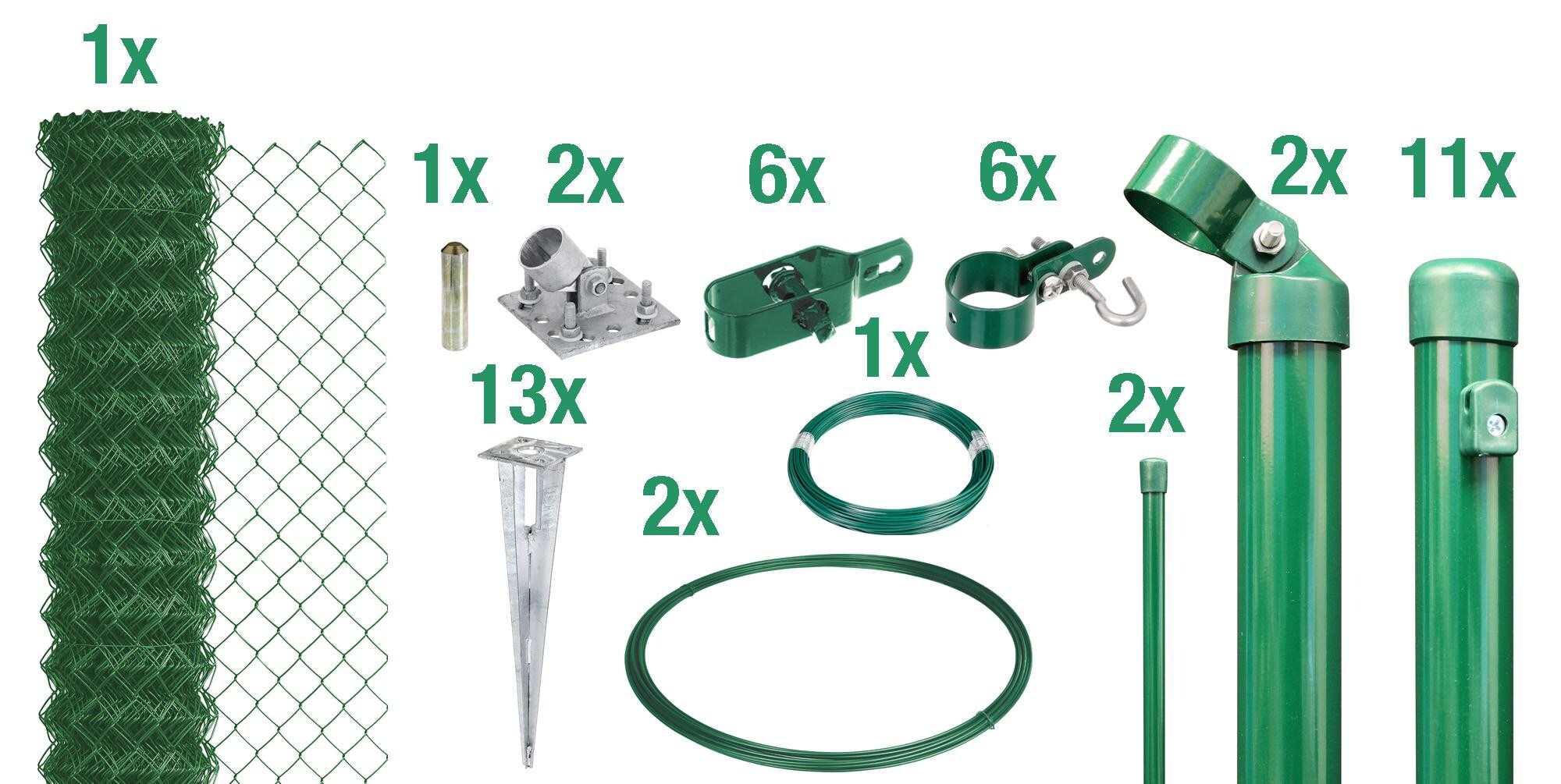 Alberts Set Maschendrahtzaun,EBH, gr&uuml;n, 1000/25m - Bild 1