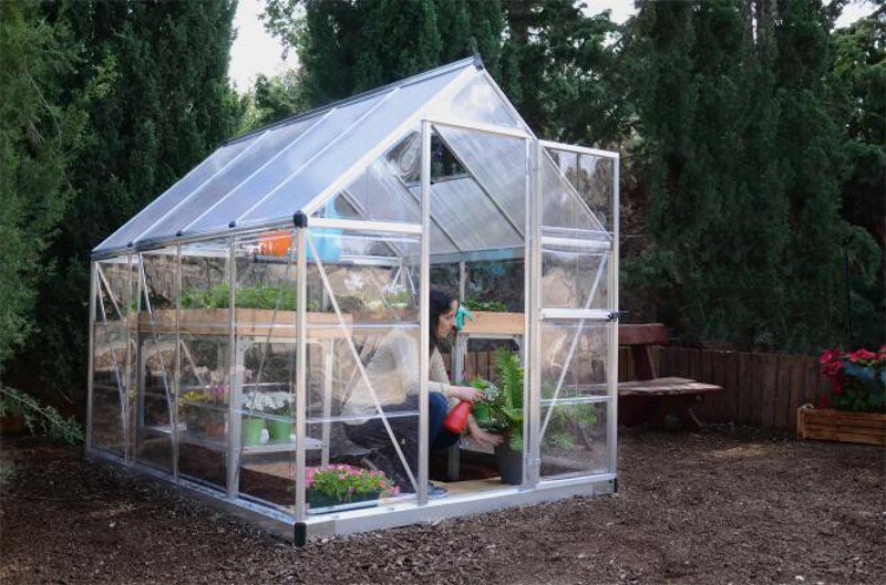 Palram - Canopia Hybrid 2.5x1.9 Gewächshaus, silber in cm 250x185x209 (LxBxH)