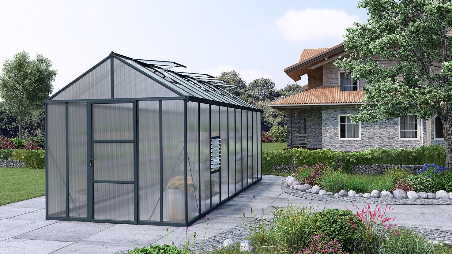 Palram - Canopia | Glory 6x2.5 Gew&auml;chshaus, anthrazit, 10 mm Stegplatten - Bild 1