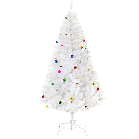 HOMCOM Künstlicher Weihnachtsbaum inkl. Metallständer weiß 105 x 180 cm (ØxH) | Tannenbaum Lichtfaser Metallständer Christbaum - Bild 1