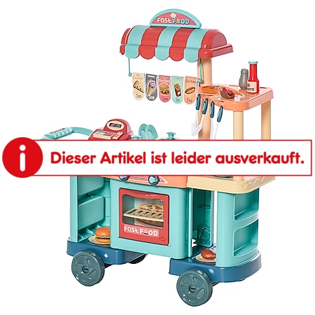 HOMCOM Spielküche mit  Zubehör blau, rot, orange 79,5 x 33 x 90,5 cm (BxTxH) | Spielzeugküche Kinderspielküche Spielzeug Spielküche - Bild 1