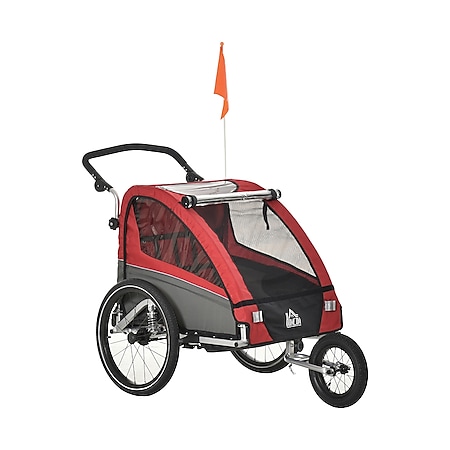 HOMCOM 3in1 Kinderwagen auch als Jogger und Fahrradanhänger 160 x 88 x 102 cm (LxBxH) | Veloanhänger Kind Baby Fahrradanhänger Jogger - Bild 1