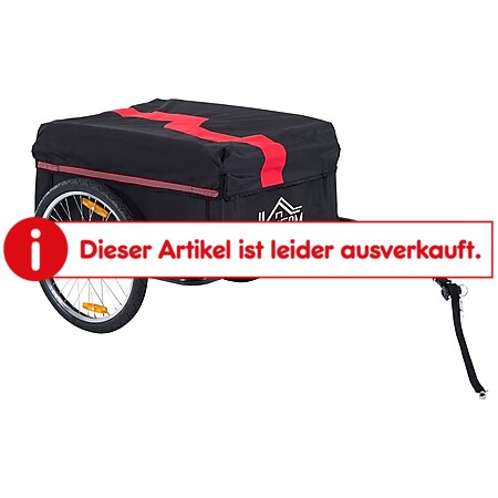 HOMCOM Transportanhänger für Fahrräder schwarz, rot 140 x 88 x 60 cm (LxBxH) | Fahrradanhänger Cargo-Trailer Lasten-Fahrradanhänger - Bild 1