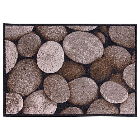 HOMCOM Fußmatte in Steinoptik braun 70 x 50  x 0,5 cm | fußmatte schmutzfangmatte fußabtreter türmatte sauberlaufmatte - Bild 1