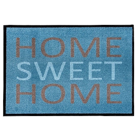 HOMCOM Fußmatte mit dekorativem Schriftzug blau 70 x 50  x 0,5 cm | fußmatte schmutzfangmatte fußabtreter türmatte sauberlaufmatte - Bild 1