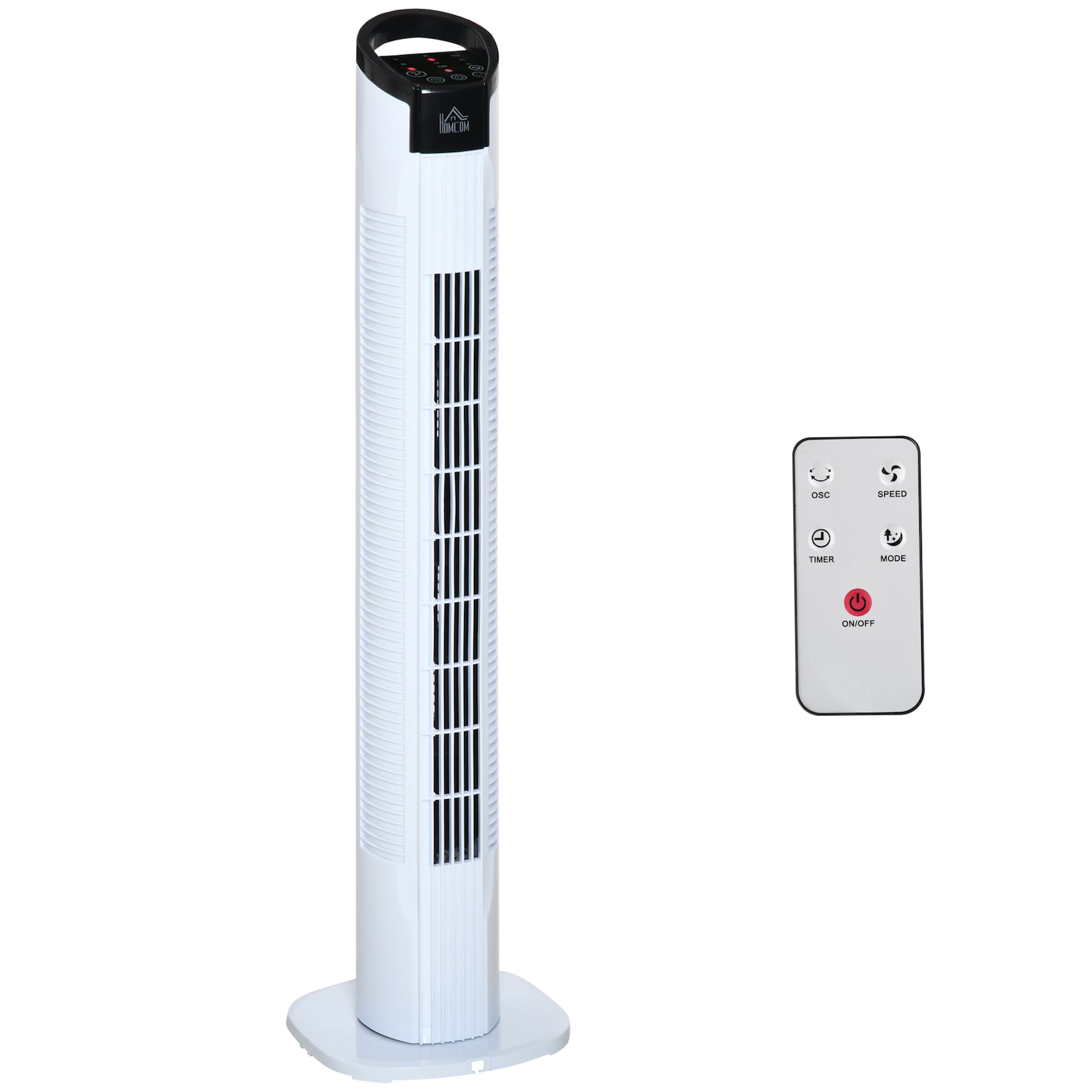 HOMCOM Turmventilator mit Fernbedienung weiß 20L x 20B x 78,5H cm ventilator 3 modi freistehend fernbedienung