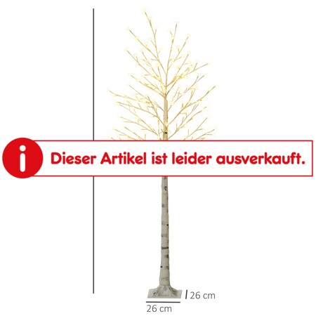 Lichterbaum im Birkendesign mit 180 LED-Lichter weiß Farbe: weiß
