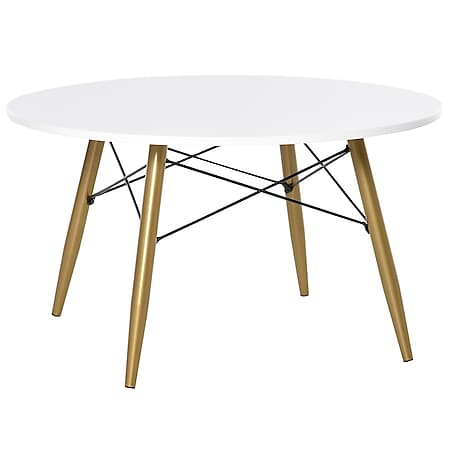 HOMCOM Runder Couchtisch natur, weiß 80 x 45 cm (ØxH) | Wohnzimmertisch Beistelltisch runder Tisch rund - Bild 1