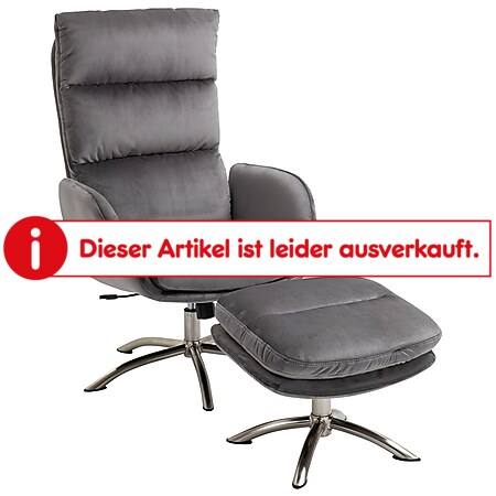HOMCOM Relaxsessel mit Hocker grau, silber 68 x 74 x 107 cm (BxTxH) | Ruhesessel Relaxstuhl TV-Stuhl Wohnzimmersessel - Bild 1