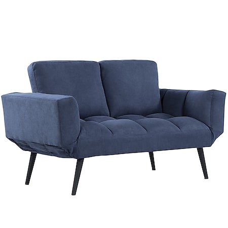 HOMCOM Schlafsofa als  2-Sitzer blau 105 × 50 × 46cm (B × T × H) | Sofa Couch Sofabett Klappsofa Gästebett - Bild 1