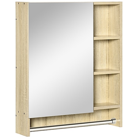 kleankin Spiegelkabinett mit Soft-Close-Funktion weiß 60L x 15B x 70H cm | hängeschrank bad  badezimmer spiegelschrank  badschrank  hängeschrank - Bild 1