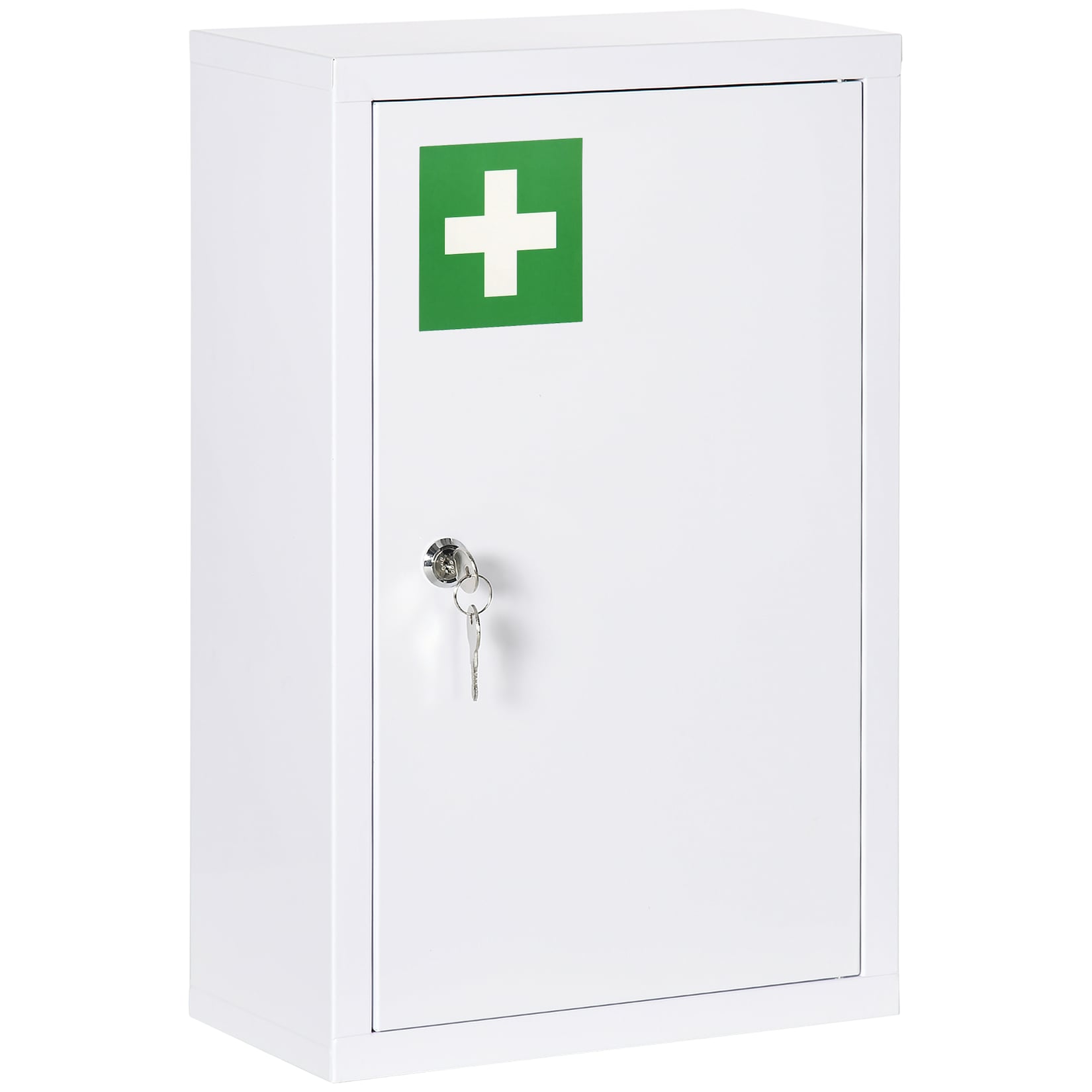 kleankin Medizinschrank mit einer Tür und Schloss weiß 30L x 14B x 46H cm