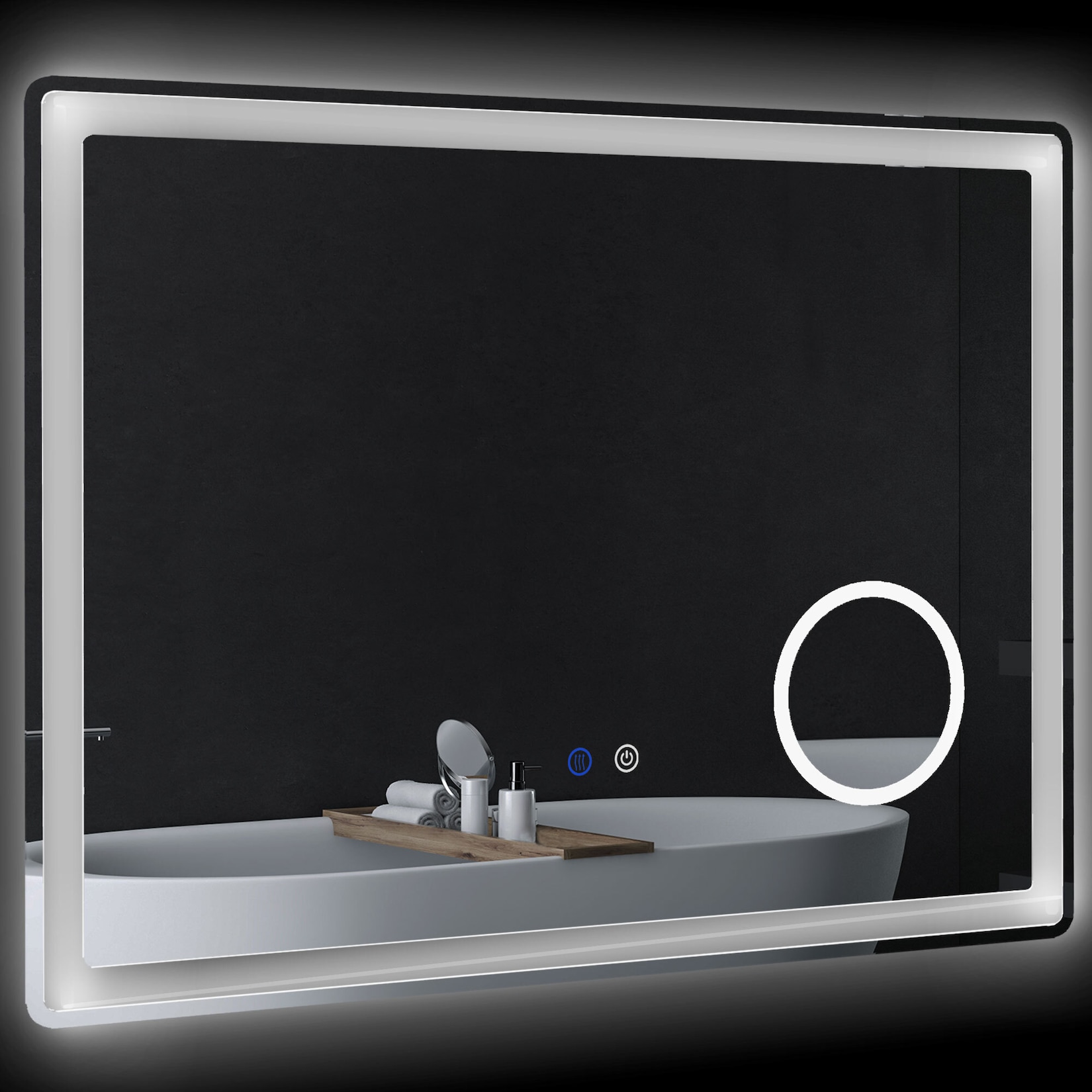 kleankin Badspiegel mit integriertem dreifach-Vergrößerungsspiegel weiß 80L x 3,8B x 60H cm