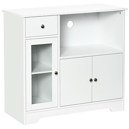 HOMCOM Küchenschrank mit Schublade und Türen weiß 90L x 40B x 82H cm | freistehender mikrowellenherd schrank  kücheschrank  mit schublade - Bild 1