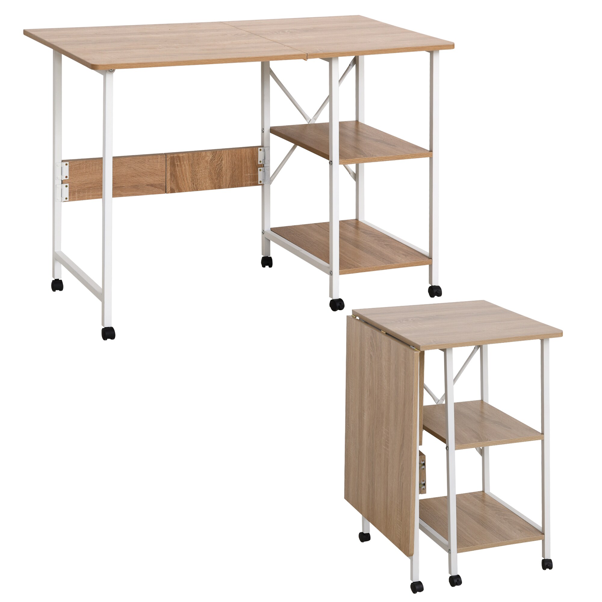 Homcom Schreibtisch Einklappbar Und Auf Rollen Natur Weiss 107 X 55 X 76 Cm Lxbxh Klapptisch Burotisch Computertisch Pc Tisch Online Kaufen Bei Netto