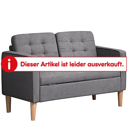 HOMCOM 2-Sitzer Sofa mit abnehmbaren Kissen grau 117 x 62 x 78 cm (BxTxH) | Sitzmöbel Polstersofa Polstermöbel Couch Wohnzimmer - Bild 1