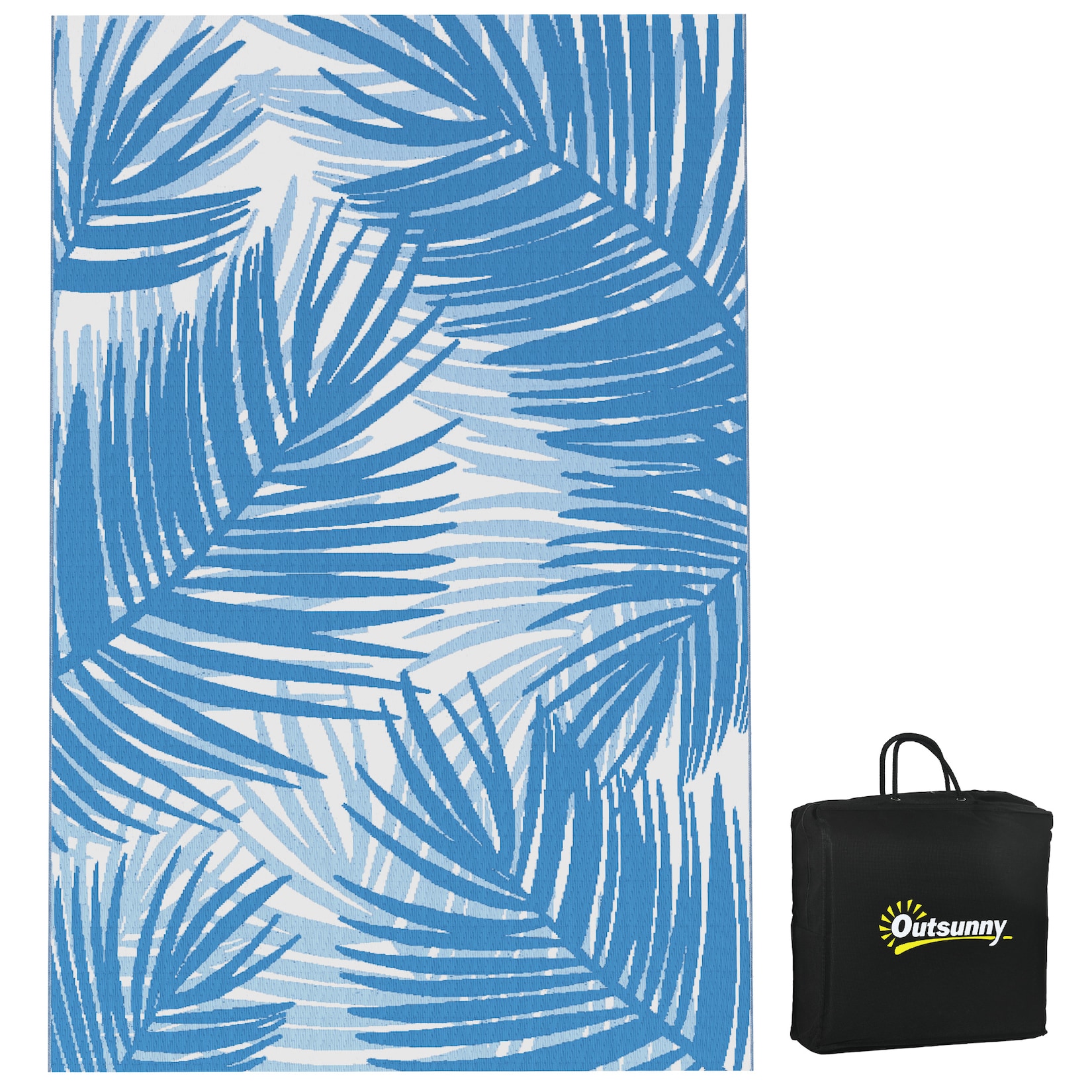 Outsunny Strandmatte mit Wendedesign und Transporttasche blau 182L x 274B x 0,3H cm