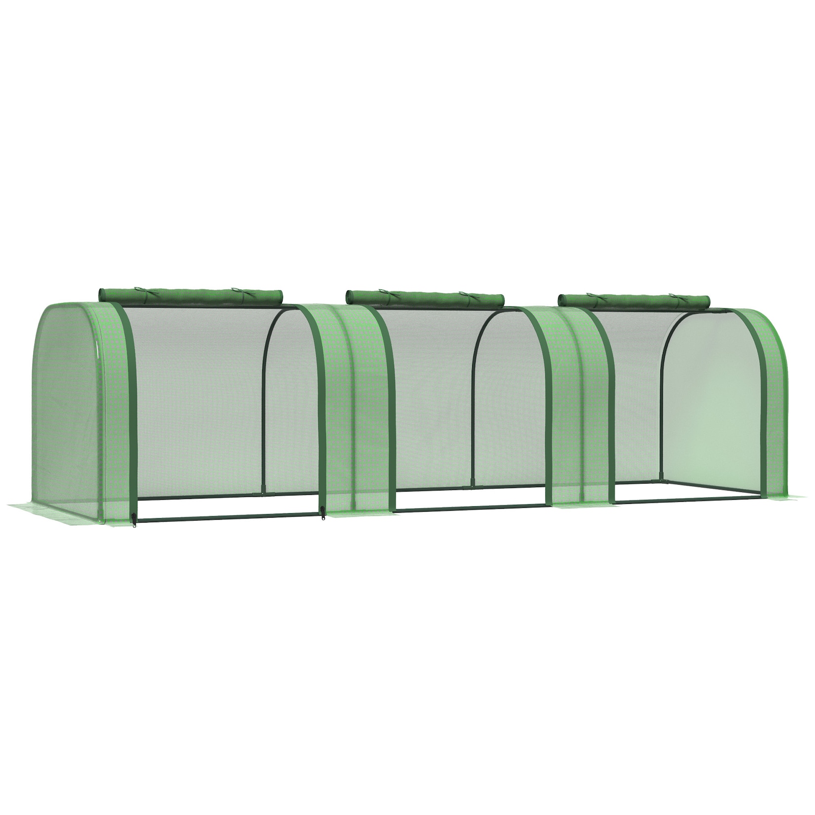 Outsunny Minifoliengewächshaus mit 3 Rolltüren grün 295L x 100B x 80H cm