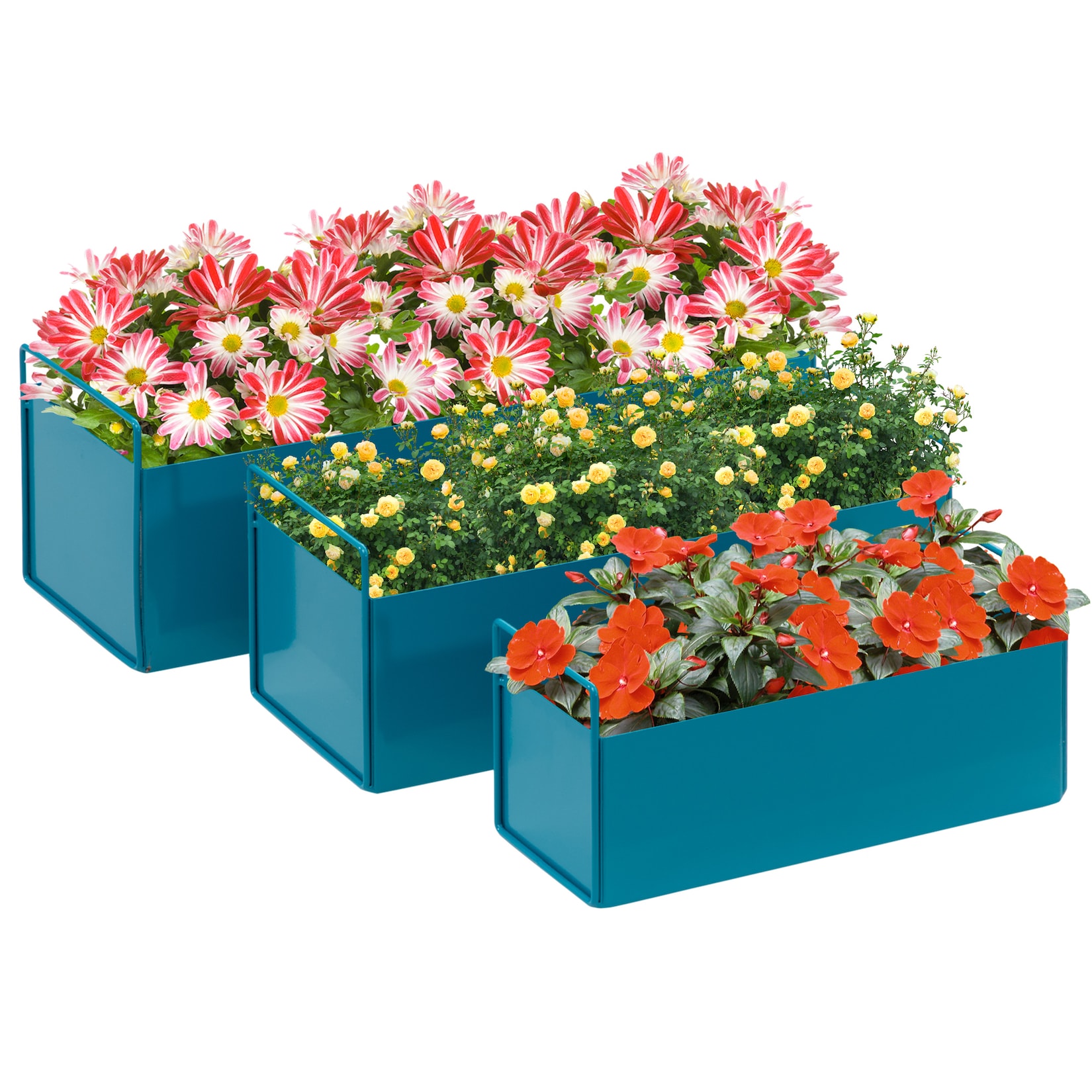Outsunny Blumenbeete-Set mit Griff blau 55L x 20B x 19H cm