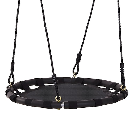 HOMCOM Nestschaukel mit Seilen schwarz Ø60x4,5H cm | Nestschaukel Schaukel Kinderschaukel runde Schaukel Netzschaukel - Bild 1