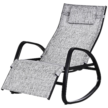 Outsunny Schaukelstuhl mit verstellbarer Rückenlehne und Fußstütze grau, schwarz 69 x 64 x 110 cm (LxBxH) | - Bild 1