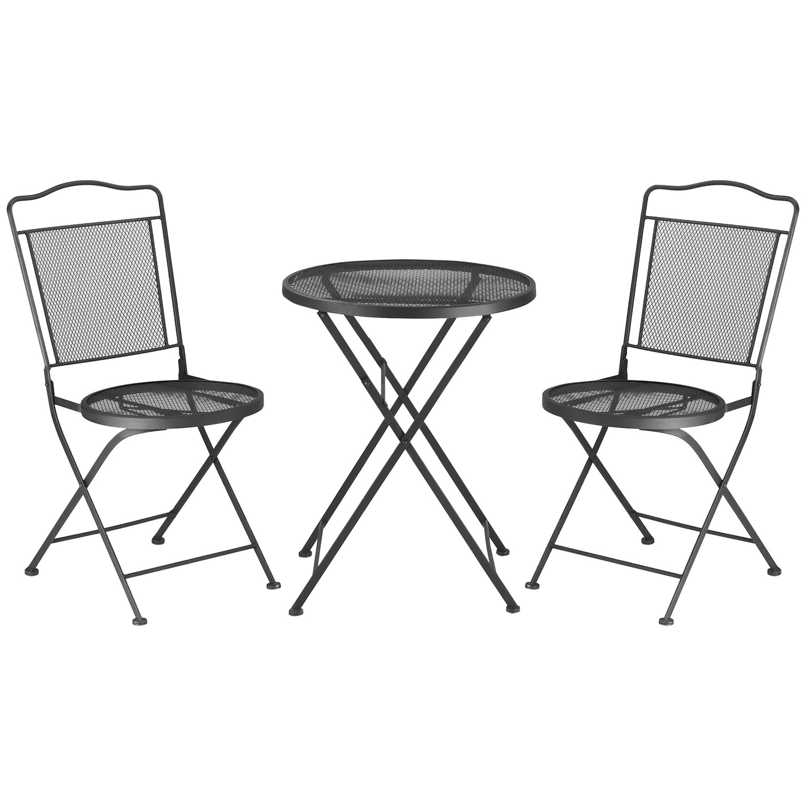 Outsunny Gartenmöbel-Set mit 2 Stühle schwarz 55,5L x 55,5B x69,5H cm