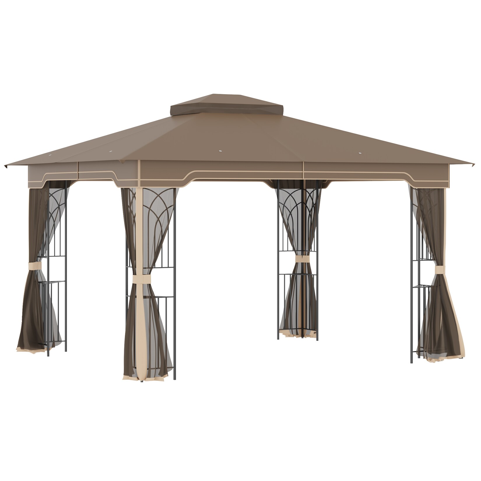 Outsunny Pavillon mit Doppeldach braun 365L x 300B x 270H cm