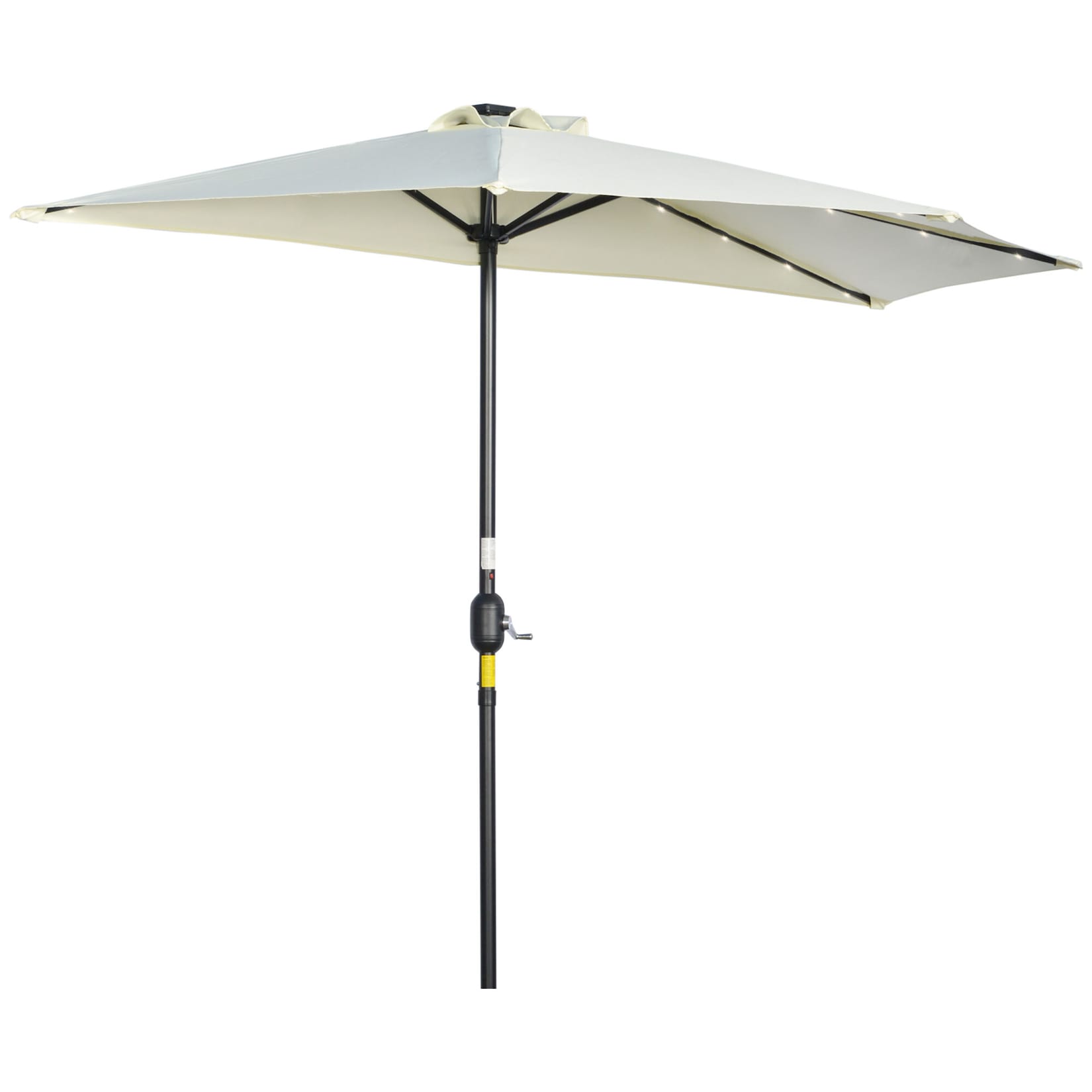 Outsunny Halbrunder Regenschirm mit LED-Beleuchtung und Handkurbel beige 270L x 135B x 240H cm