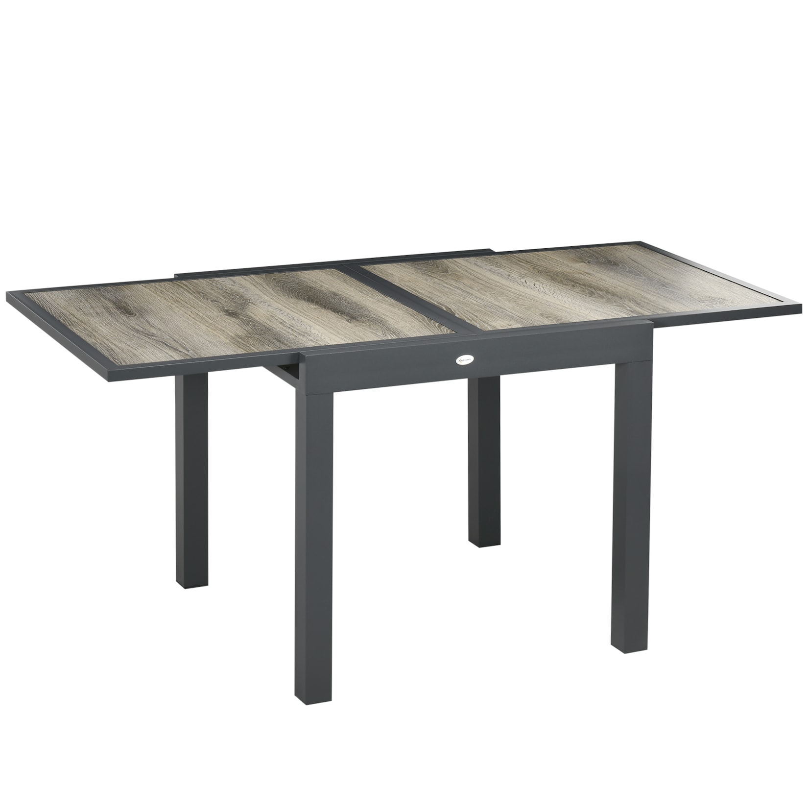 Outsunny Gartentisch mit ausziehbarer Tischplatte natur, schwarz 80/160L x 80B x 75H cm