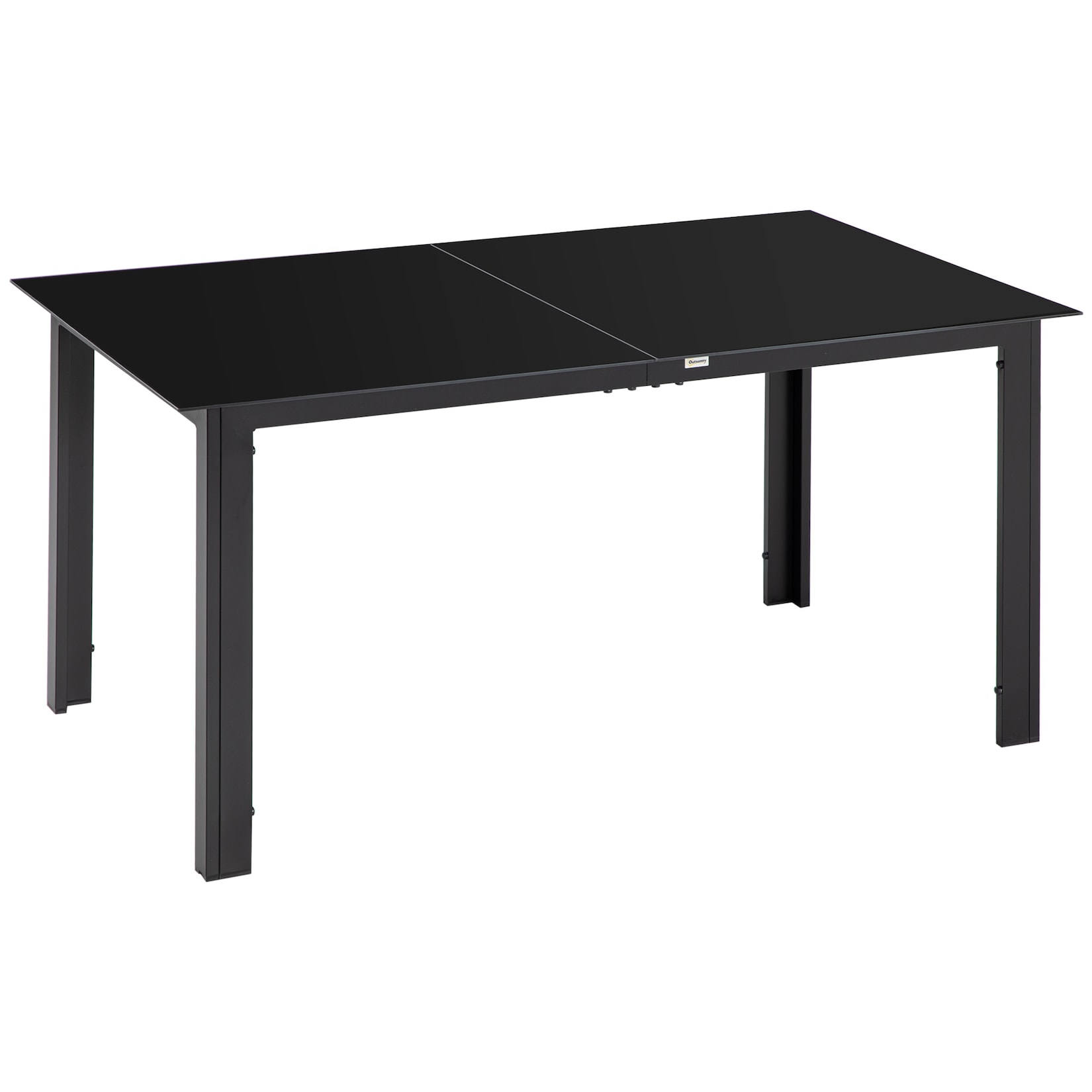 Outsunny Gartentisch mit Glastischplatte schwarz 150L x 90B x 74H cm