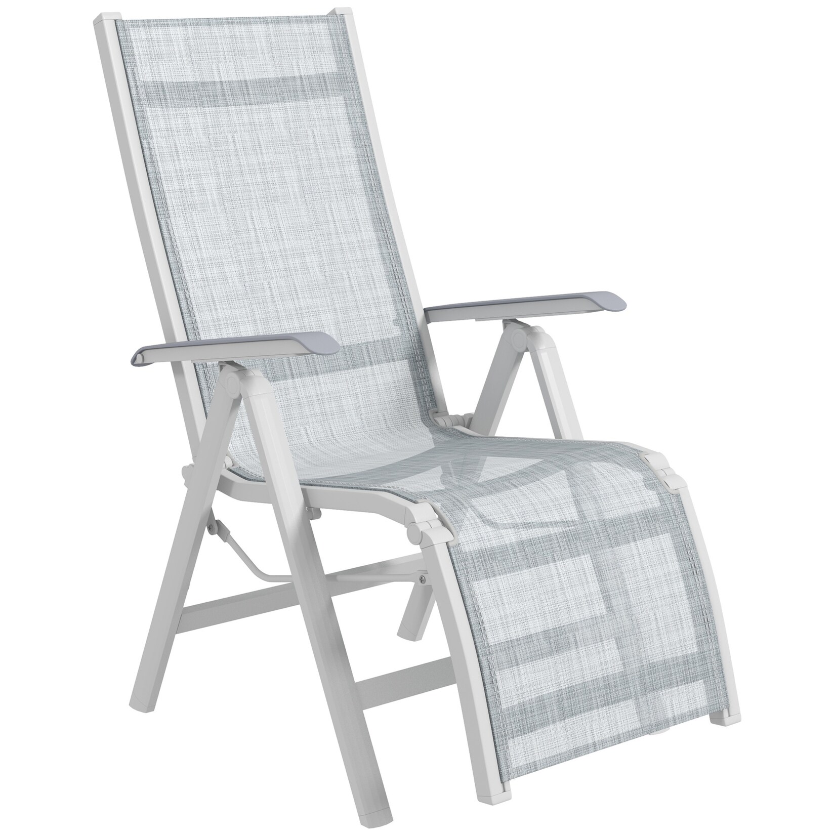 Outsunny Liegestuhl mit verstellbarer Fußstütze und Armlehnen grau 62L x 96B x 108H cm