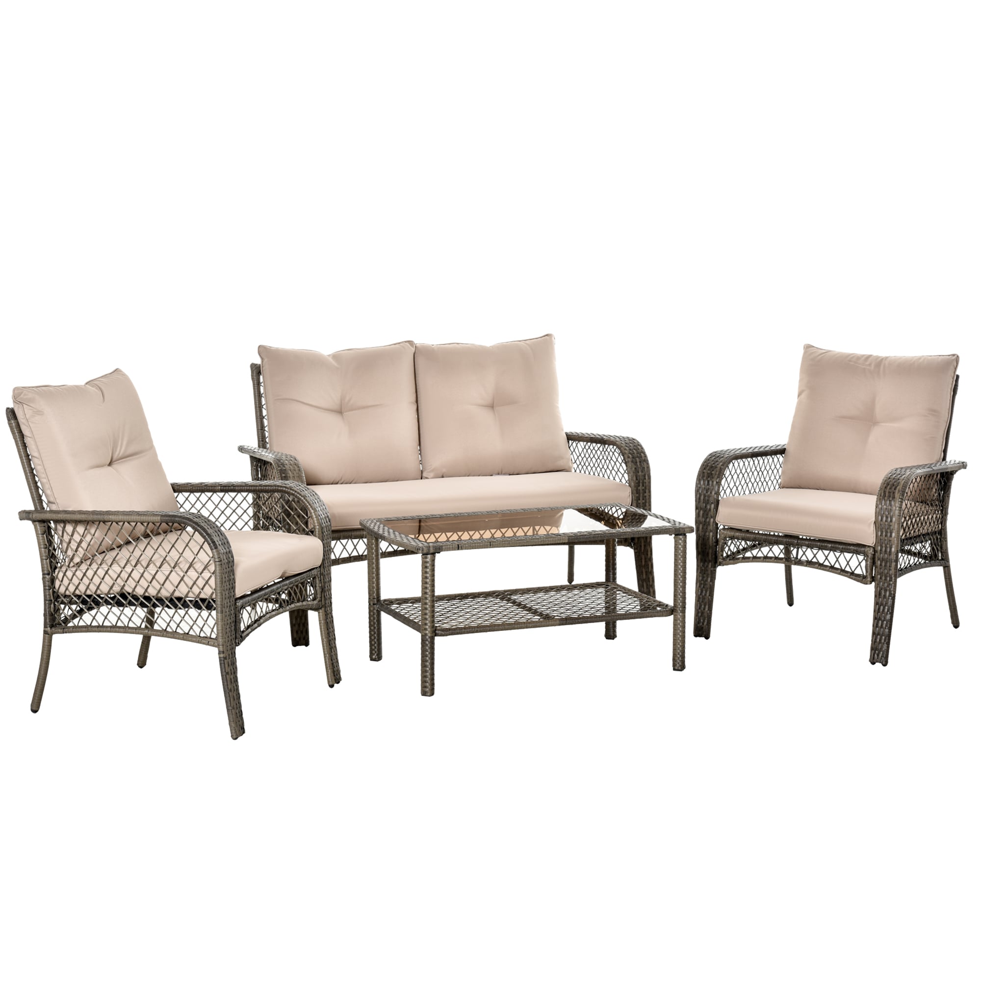 Outsunny GartenmöbelSet mit Sitzkissen grau 136B x 79T x 88H cm