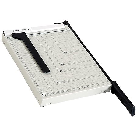 HOMCOM Papierschneidemaschine bis DIN A4 weiß, schwarz 48 x 26,5 x 5 cm (LxBxH) | Hebelschneider Papierschneider Papierschneidegerät - Bild 1